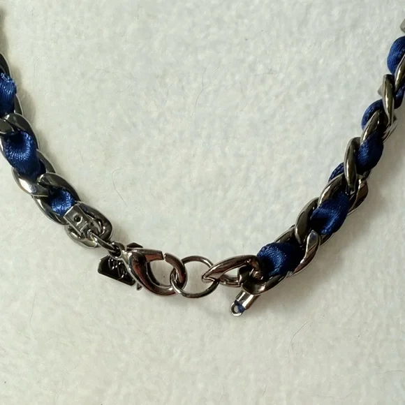⚕️18” Healing Hematite Blue Ribbon Woven Chain Necklace by Cookie Lee - Picture 6 of 10